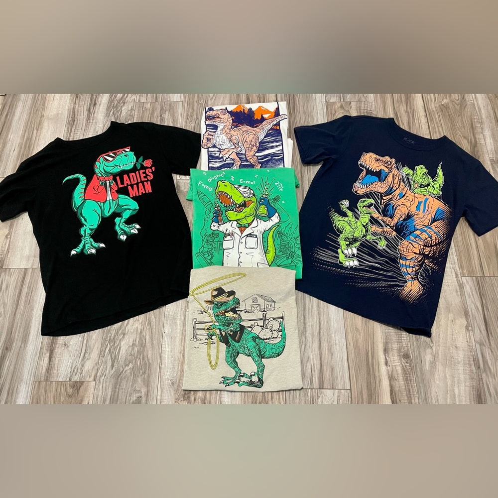 Lot of 5 Children's Place Dinosaur Graphic T-Shirts (2XL 16/18)